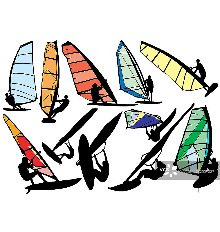 风帆冲浪者轮廓图片素材