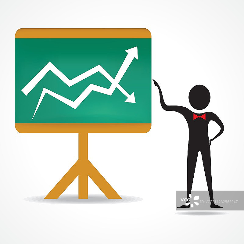 带有商业图表的男人图片素材