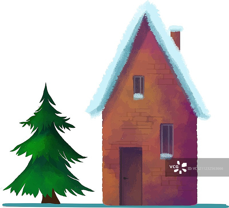 冬季雪 covered 的砖房图片素材