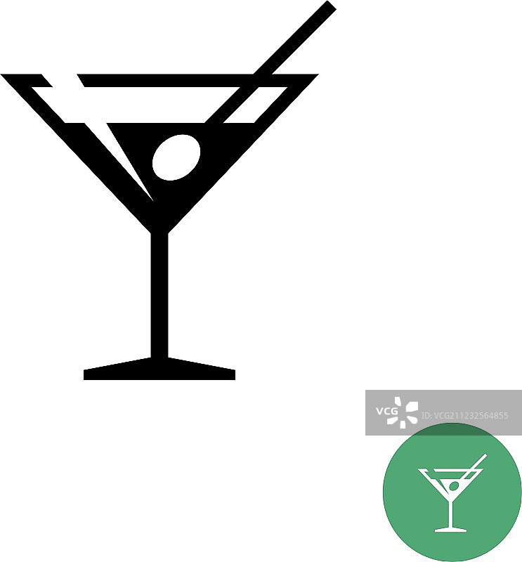 三角形马提尼鸡尾酒杯黑色简约图标图片素材