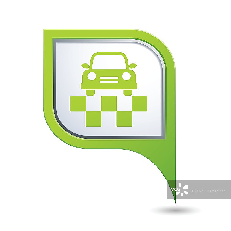 绿色地图指针上的出租车标志图片素材