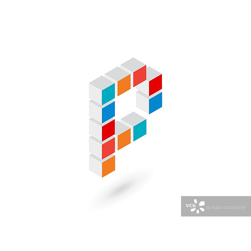 3D立方体字母P标志图标设计模板图片素材
