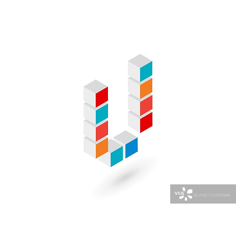 3D立方体字母U徽标图标设计模板图片素材