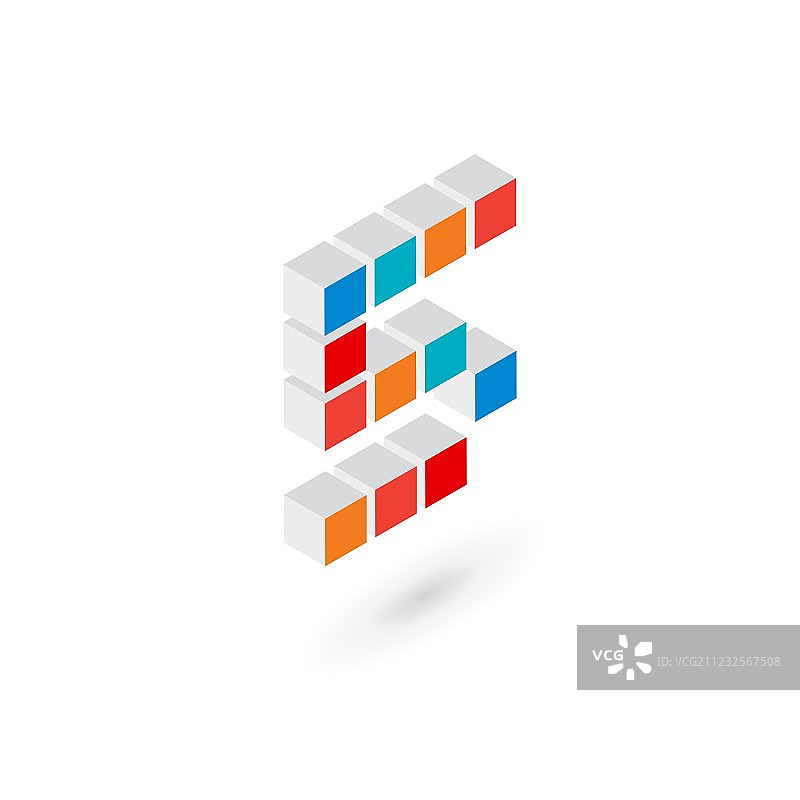 3D立方体数字5标志图标设计模板图片素材