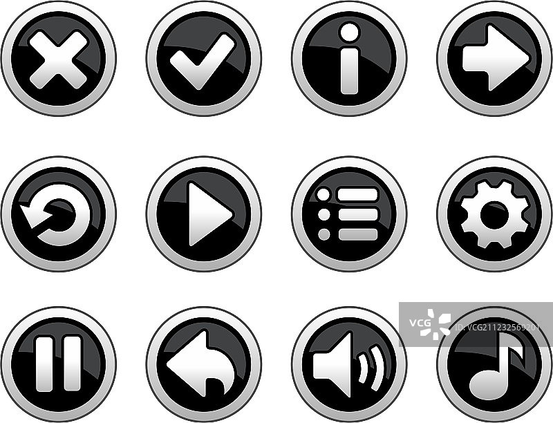 游戏黑白按钮图片素材