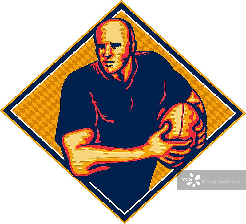 复古橄榄球运动员带球跑图片素材