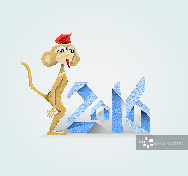 拿着2016字样的火焰猴子图片素材