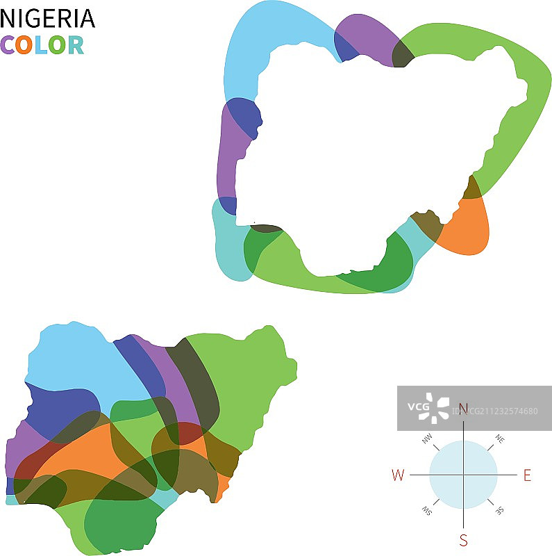 抽象尼日利亚彩色地图图片素材