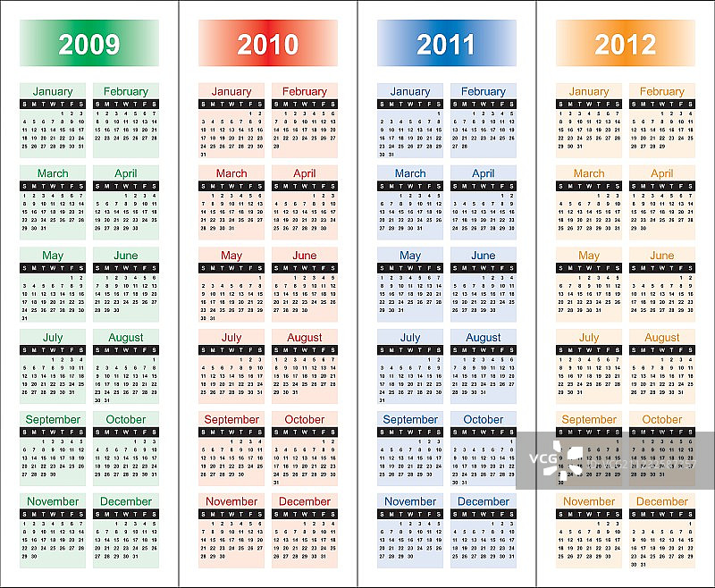 2009-2012年日历图片素材