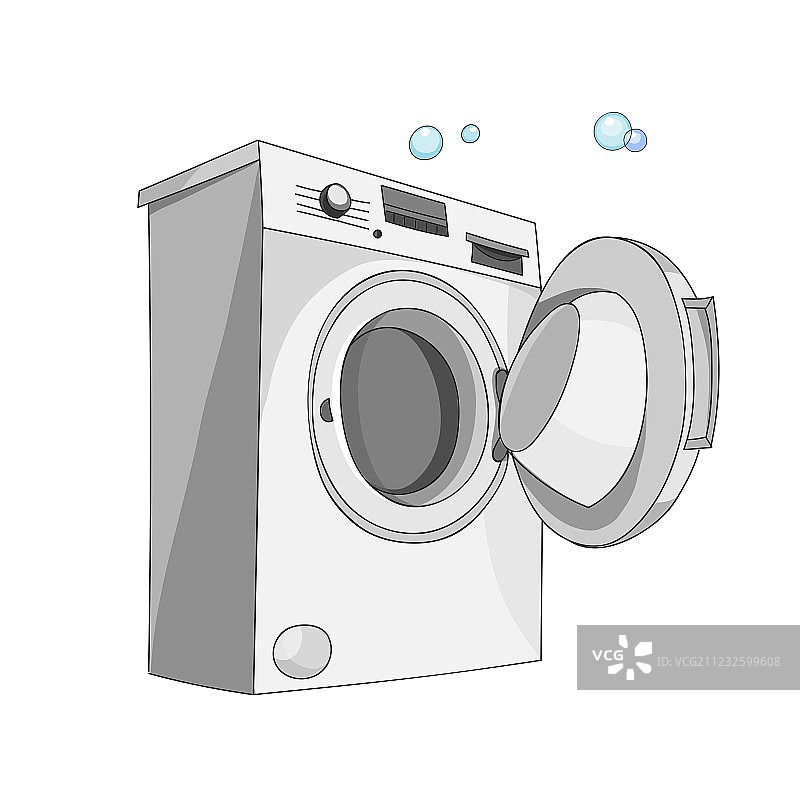 白色背景上的洗衣机隔离图标图片素材