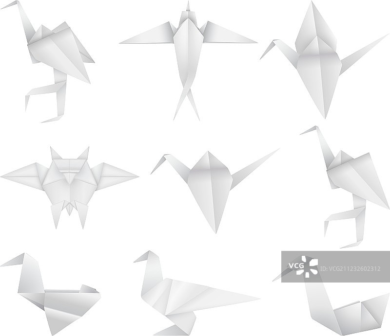 折纸鸟合集图片素材