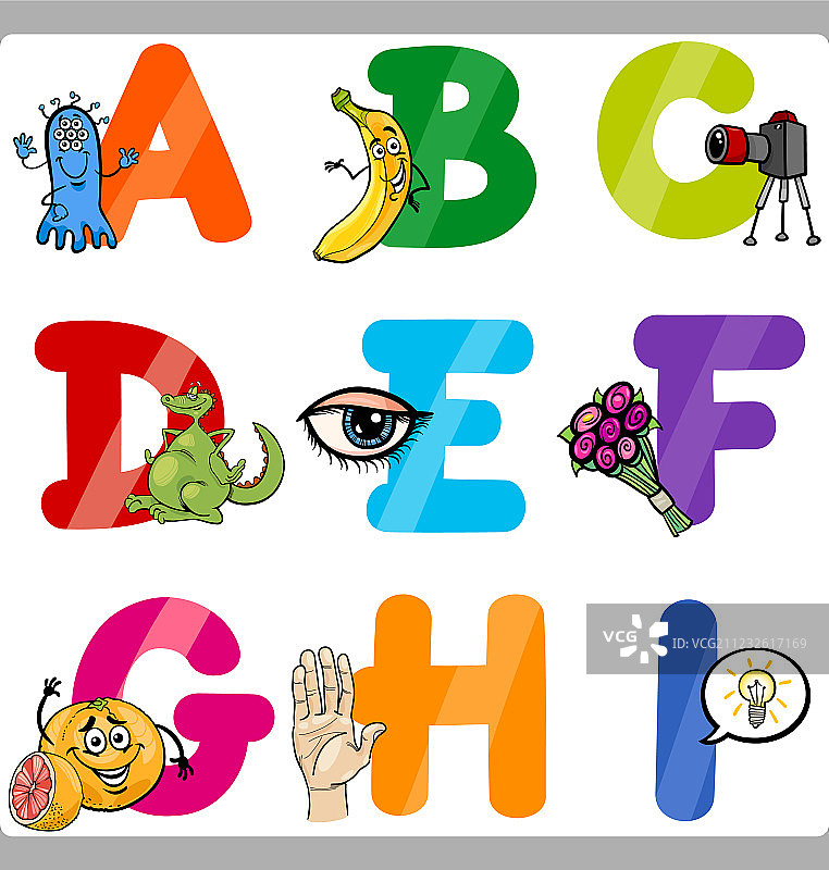 儿童教育卡通字母图片素材