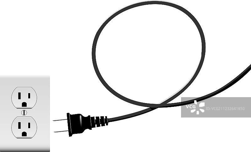 电源插座与电源线，留白区域图片素材