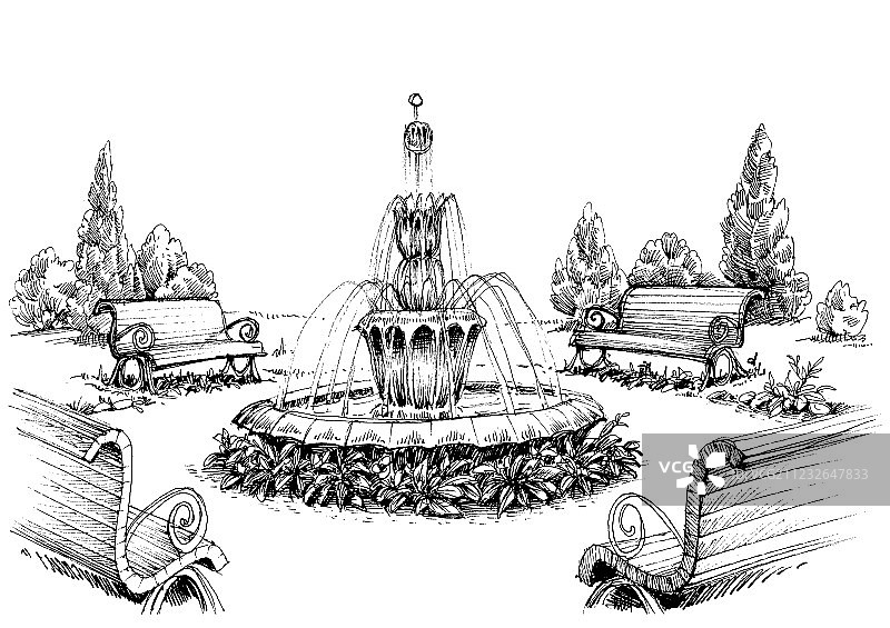 公园里的喷泉图片素材