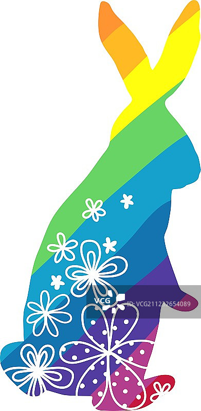 带装饰的彩虹兔子图片素材