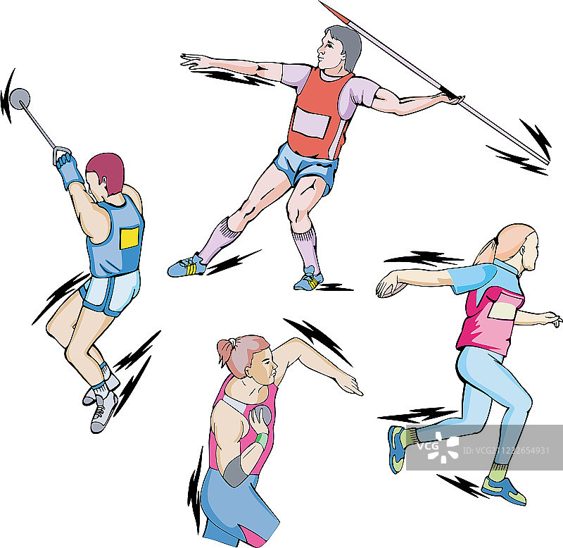 铅球、铁饼、链球和标枪图片素材