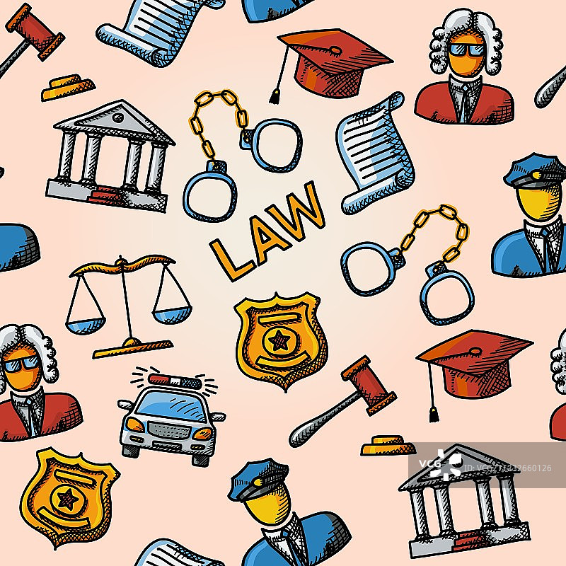 带刻度的无缝手绘法律图案图片素材