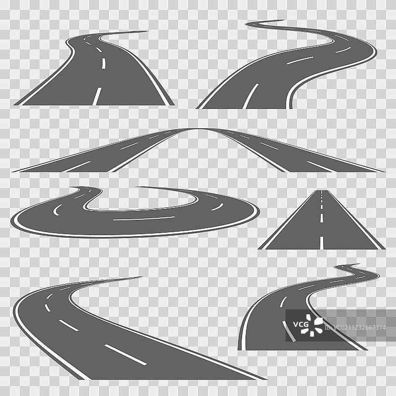 蜿蜒的弯曲道路或带标记的高速公路图片素材
