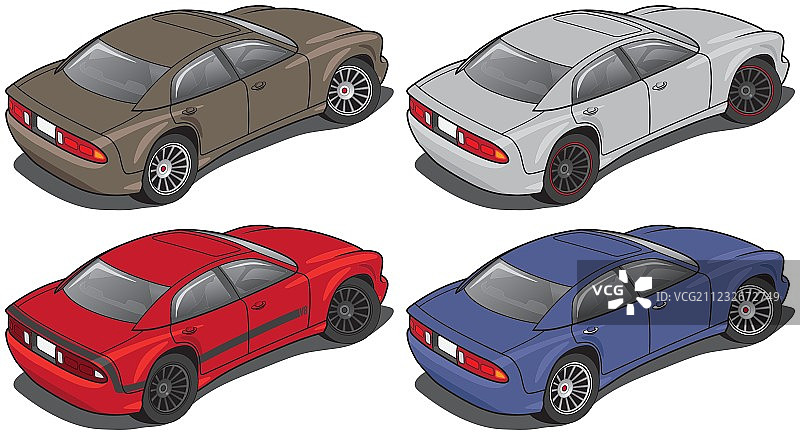 现代轿车后视图图片素材