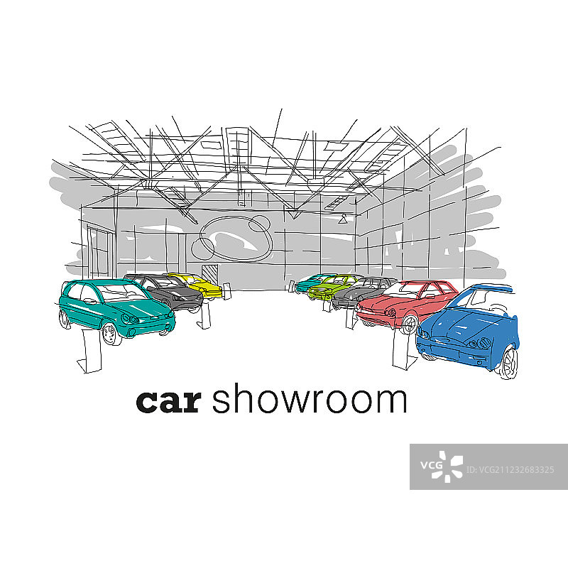 汽车展厅室内设计草图图片素材