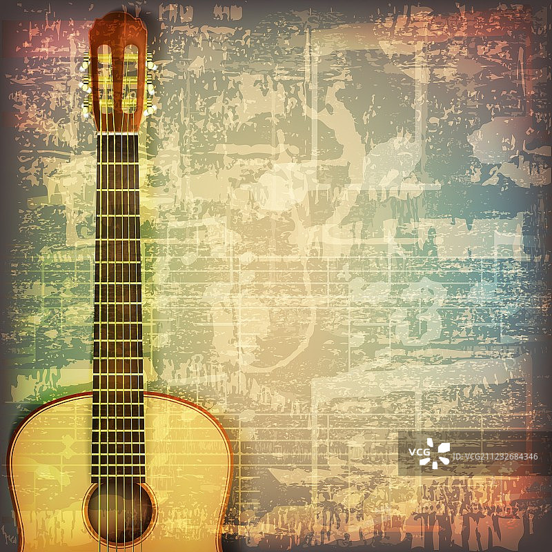 抽象Grunge复古音乐符号裂纹图片素材