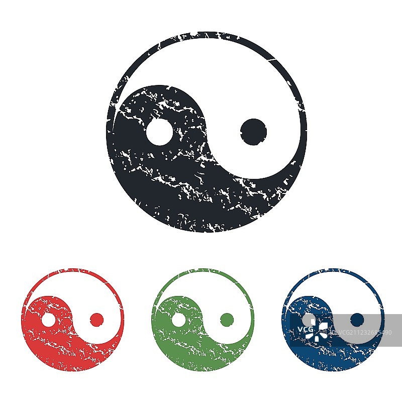 阴阳符号Grunge风格图标合集图片素材