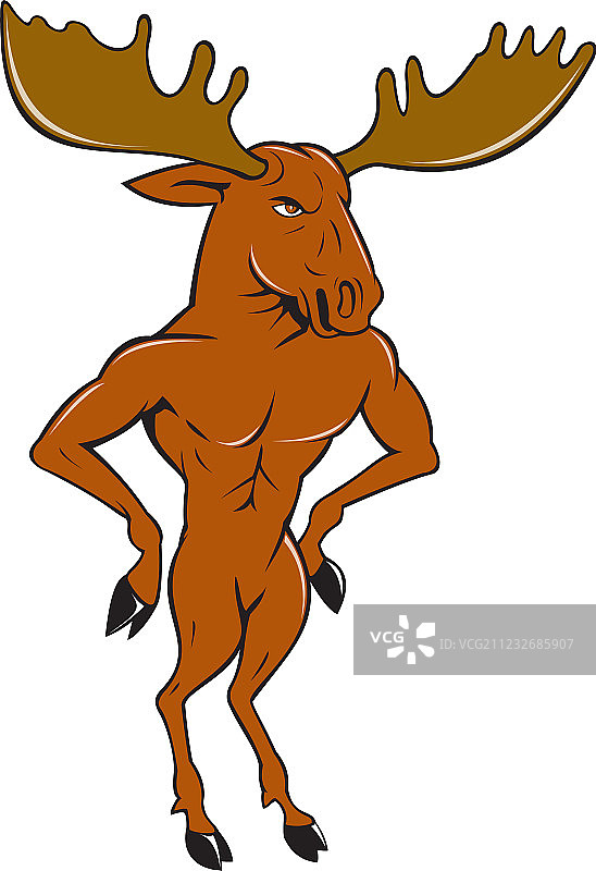 卡通风格叉腰站立的驼鹿图片素材