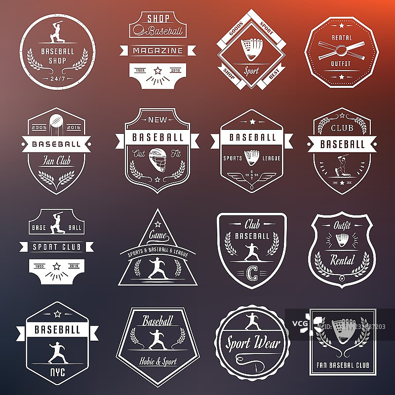 棒球标志和徽章合集图片素材