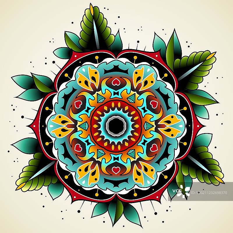 老式纹身花朵图案图片素材