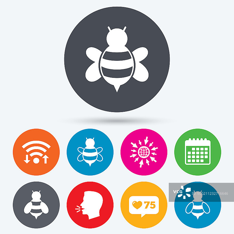 蜜蜂图标和熊蜂符号图片素材