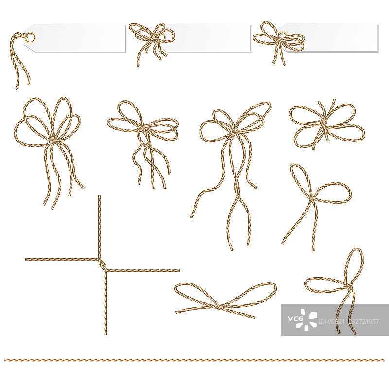 绳索风格的丝带和蝴蝶结合集图片素材