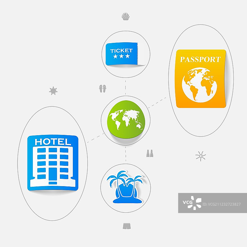 一套夏季旅游图标图片素材