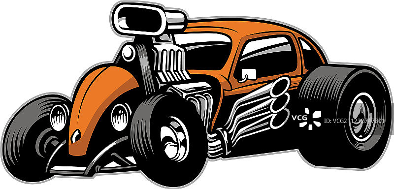 定制热棒汽车与大型发动机图片素材