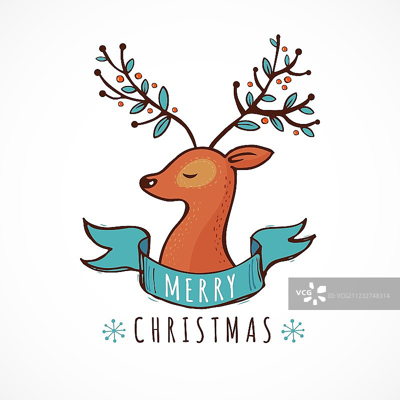 圣诞节背景与小鹿贺卡图片素材