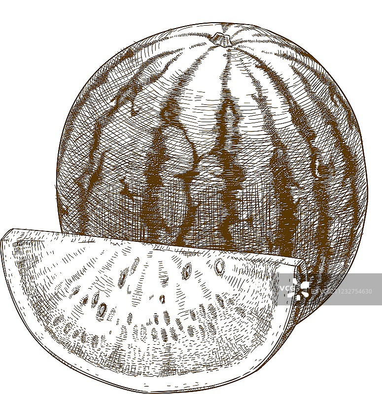 雕刻西瓜与切片图片素材