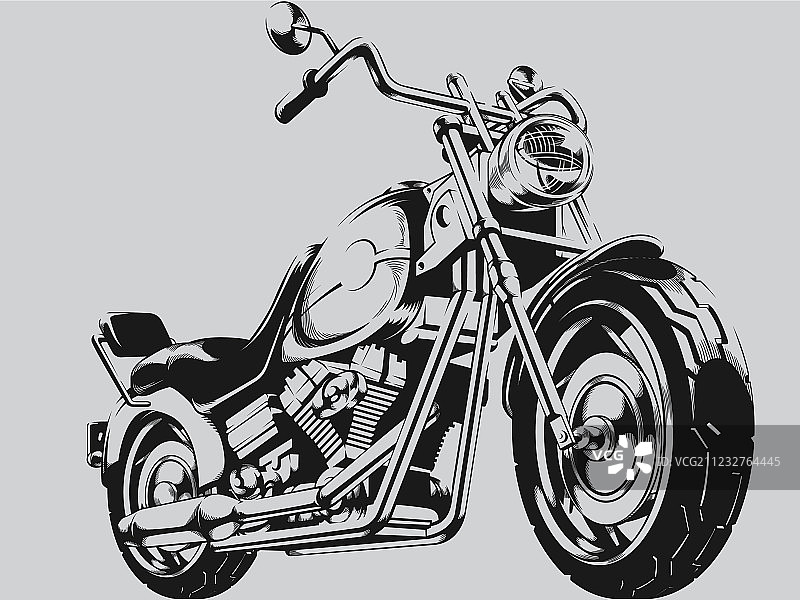 复古摩托车轮廓图片素材