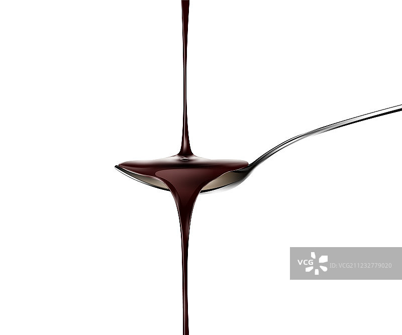 勺子上滴落的巧克力图片素材