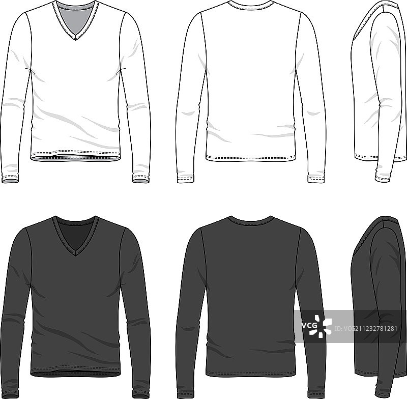 空白V领T恤图片素材