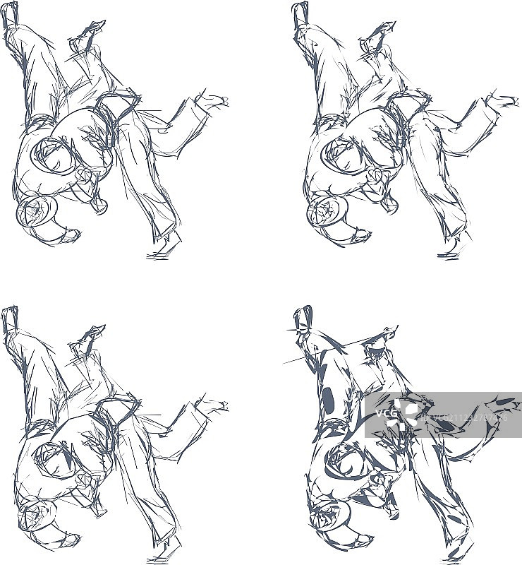 手绘柔道投掷图片素材