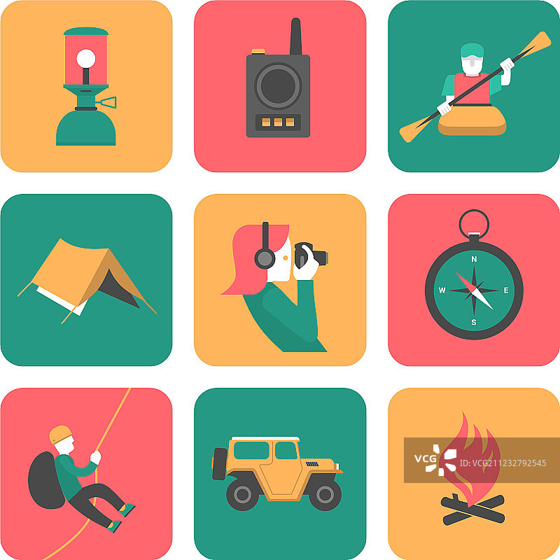 旅行与探险扁平图标图片素材