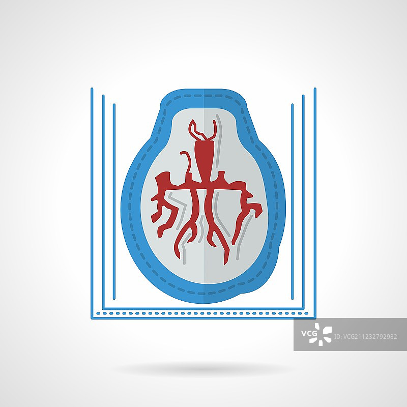 脑部CT图像扁平颜色图标图片素材