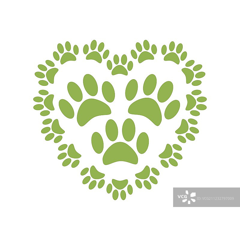 带有动物脚印的爱心图片素材