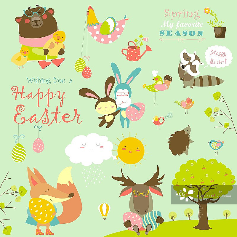 欢庆复活节的动物图片素材