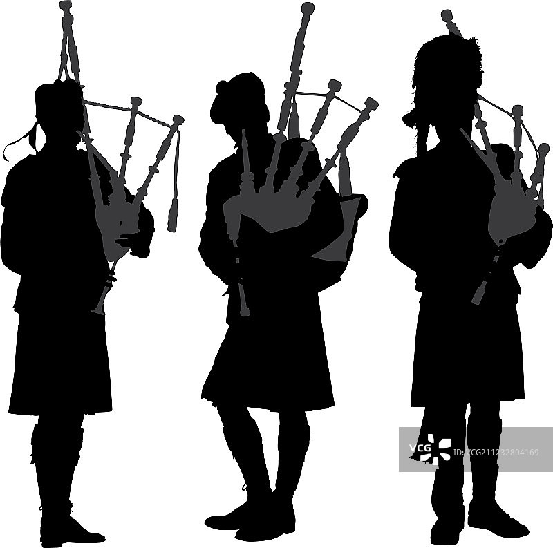 风笛手剪影图片素材