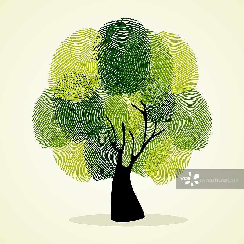 指纹树概念图片素材