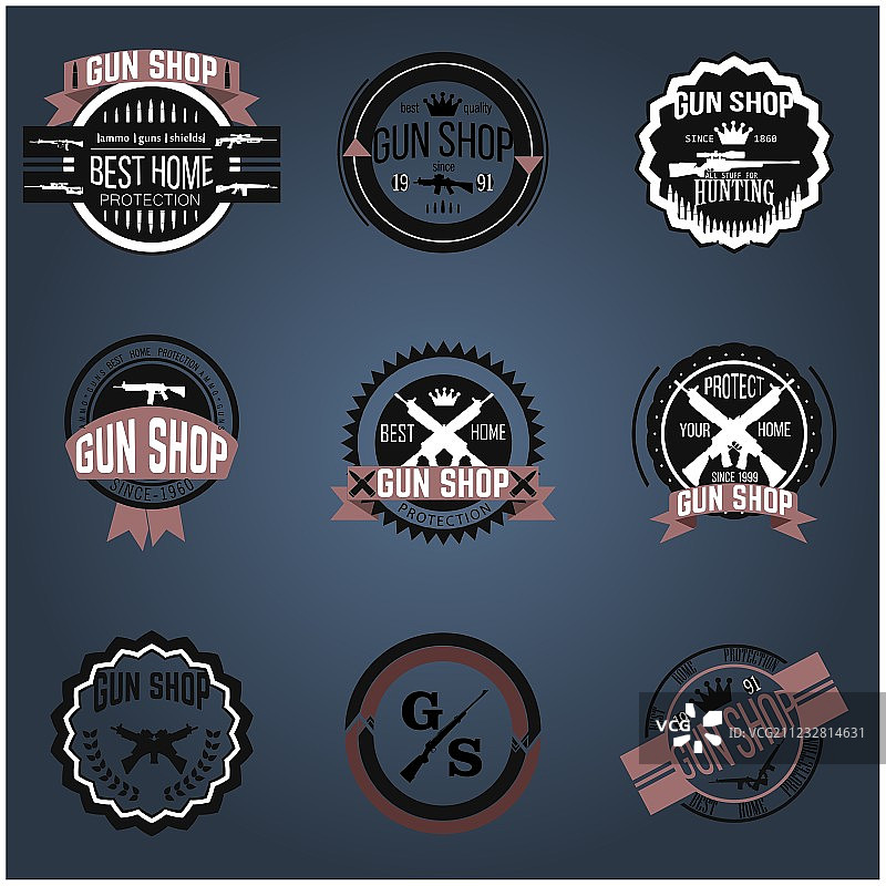 枪店标志徽章合集图片素材