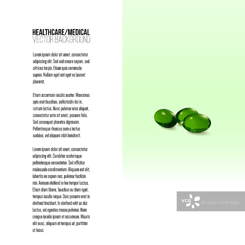 绿色背景下的药丸图片素材