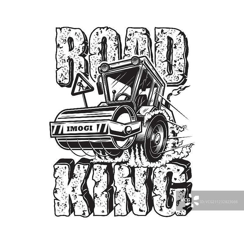 带石头的压路机图片素材