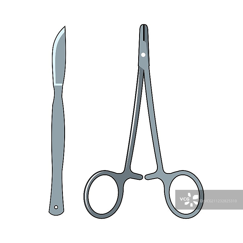 剪刀和手术刀卡通图标图片素材