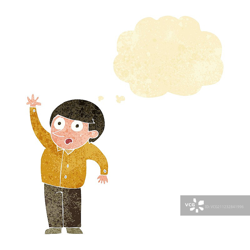 卡通男人带着思考泡泡提问图片素材